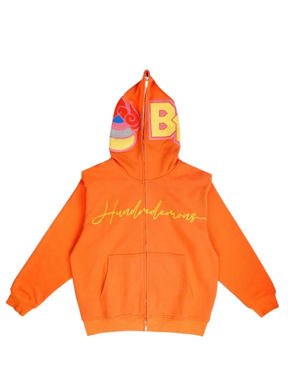 Men's Orange Full-Zip Sweatshirt with Script Logo